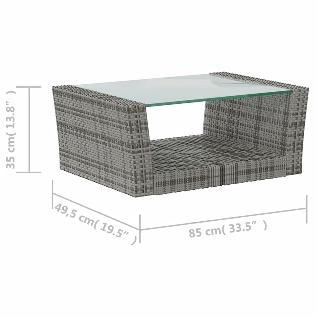 8-tlg. Garten-Lounge-Set mit Auflagen Poly Rattan Grau